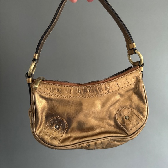 BURBERRY Metallic Gold Leather Handbag - Picture 3 of 4
